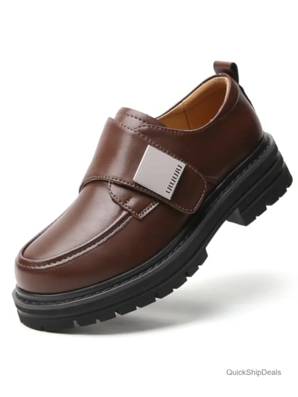 Women's Chunky Platform Loafers Faux Leather Slip On Shoes Non-Slip